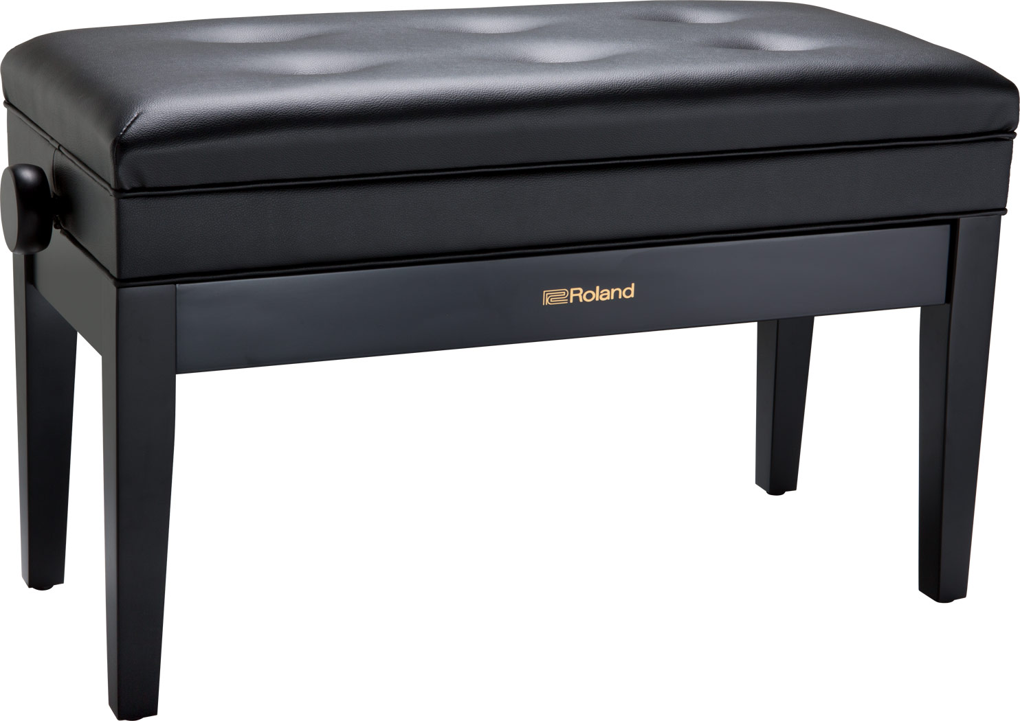 Roland duet piano bench with adjustable cushioned seat and storage compartment - RPB-D400BK